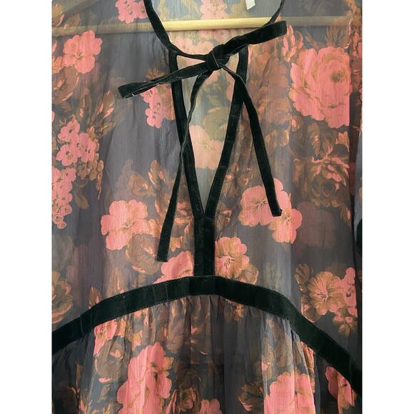 ASOS Reclaimed Vintage Sheer Maxi Dress Dark Floral Size 8 NWT - Picture 6 of 9